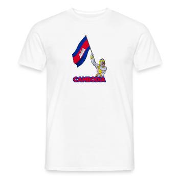 Cambodge guerrier Khmer épée drapeau I cadeau - T-shirt homme - blanc - Devant - AI Model Male 178 dark (178cm)