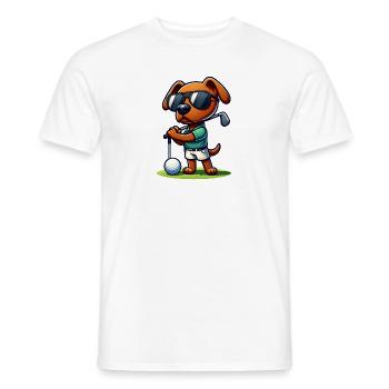 Rhodesian Ridgeback Golfer Golf Course Dogs - Men's T-Shirt - white - Front - AI Model Male 178 dark (178cm)