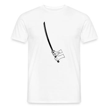 Samouraï Busihdo katana à deux mains - T-shirt homme - blanc - Devant - AI Model Male 178 dark (178cm)