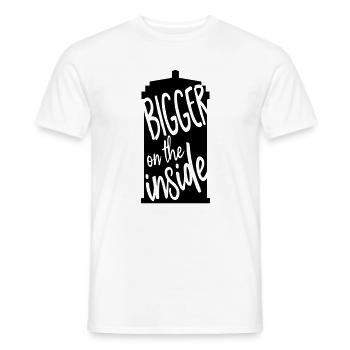 Plus grand à l’intérieur - T-shirt homme - blanc - Devant - AI Model Male 178 dark (178cm)