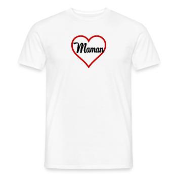 FÊTE DES MÈRES. MAMAN - T-shirt homme - blanc - Devant - AI Model Male 178 dark (178cm)