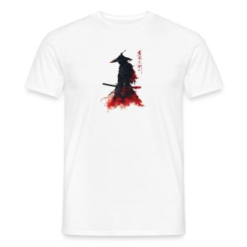 Samurai Japan Warrior Gift Asia Blood Moon - Men's T-Shirt - white - Front - AI Model Male 178 dark (178cm)