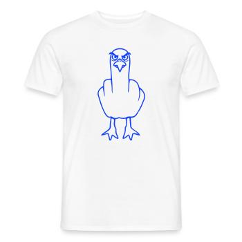 Mouette majeur insulte doigt puant vilain - T-shirt homme - blanc - Devant - AI Model Male 178 dark (178cm)