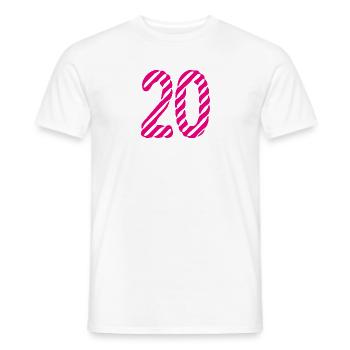 20. 20th ANNIVERSARY. 20 YEARS ANNIVERSARY. 20 YEARS. - Men's T-Shirt - white - Front - AI Model Male 178 dark (178cm)