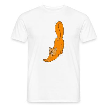 Stretching Orange Cat - Men's T-Shirt - white - Front - AI Model Male 178 dark (178cm)