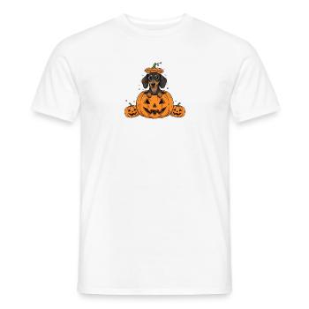 Dackel im Kürbis | Süßer Hunde Halloween Spaß - Männer T-Shirt - Weiß - Vorne - AI Model Male 178 dark (178cm)