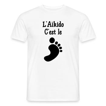 Aikido is the foot! - Men's T-Shirt - white - Front - AI Model Male 178 dark (178cm)