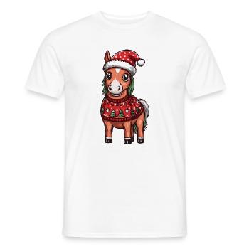 Horse Christmas Xmas - Men's T-Shirt - white - Front - AI Model Male 178 dark (178cm)