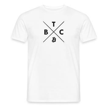 Bitcoin Shirt Bitcoin Logo Merch - Bitcoin Hoodie - Männer T-Shirt - Weiß - Vorne - AI Model Male 178 dark (178cm)
