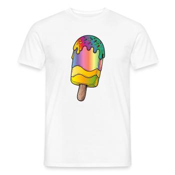 Illustration de dessins animés de glace arc-en-ciel - T-shirt homme - blanc - Devant - AI Model Male 178 dark (178cm)