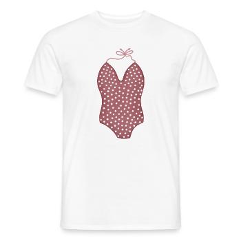 Polka Pink Badeanzug V-Ausschnitt - Männer T-Shirt - Weiß - Vorne - AI Model Male 178 dark (178cm)