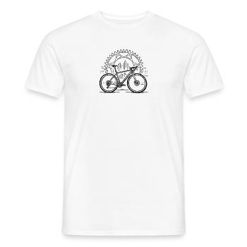 Vélo urbain dans un cercle à roues dentées - T-shirt homme - blanc - Devant - AI Model Male 178 dark (178cm)