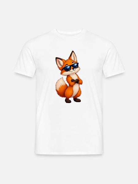 Fuchs mit Sonnenbrille Charme - Männer T-Shirt - Weiß