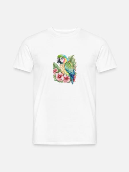 bunter Papagei - Männer T-Shirt - Weiß