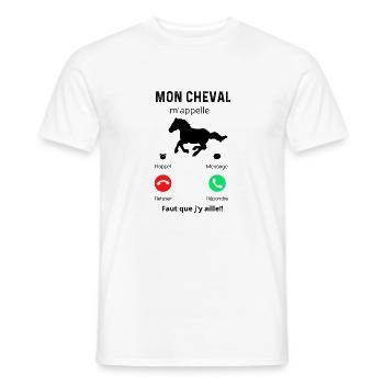 mon cheval m'appelle - T-shirt homme - blanc - Devant - AI Model Male 178 dark (178cm)