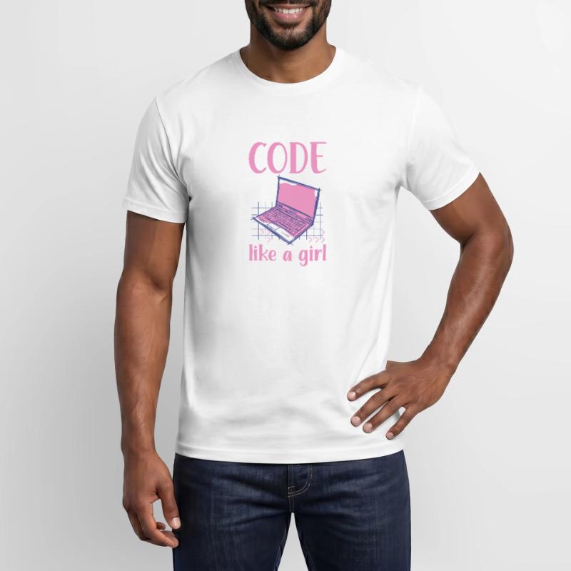 Code Like A Girl Programming Coder Computer Geek D Männer T-Shirt