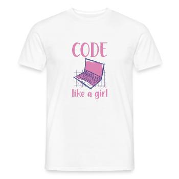 Code Like A Girl Programming Coder Computer Geek D - Männer T-Shirt - Weiß - Vorne - AI Model Male 178 dark (178cm)