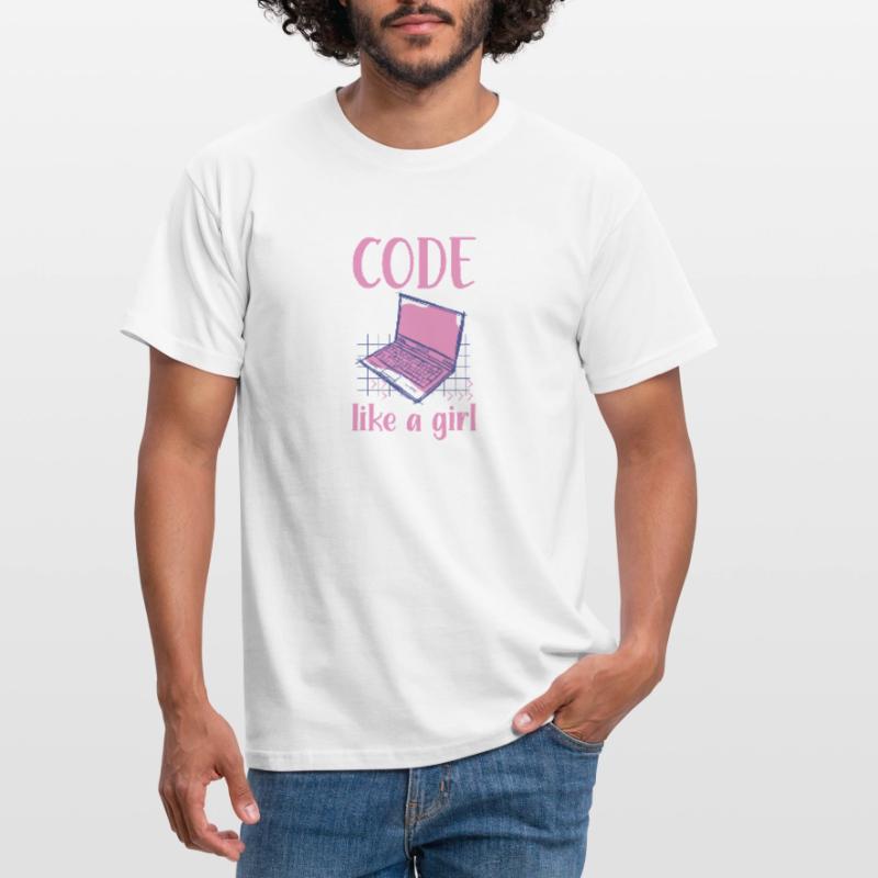 Code Like A Girl Programming Coder Computer Geek D Männer T-Shirt