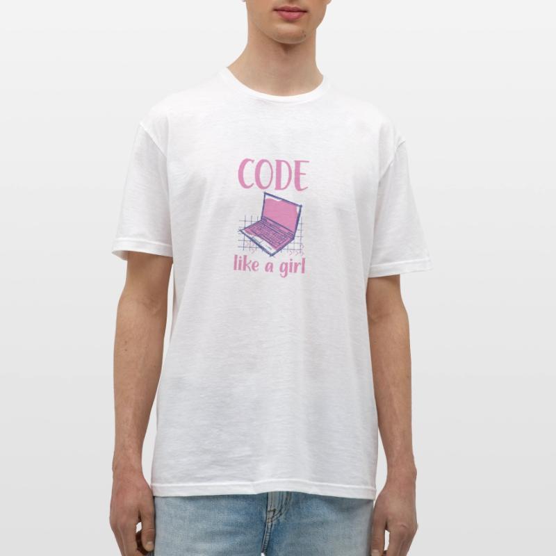 Code Like A Girl Programming Coder Computer Geek D Männer T-Shirt