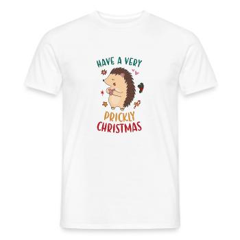Hedgie Have A Very Prickly Christmas Hedgehog - Men's T-Shirt - white - Front - AI Model Male 178 dark (178cm)
