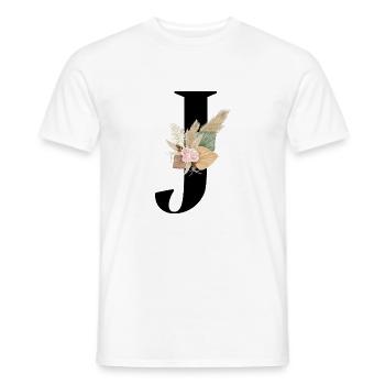 letter J flowered - Men's T-Shirt - white - Front - AI Model Male 178 dark (178cm)