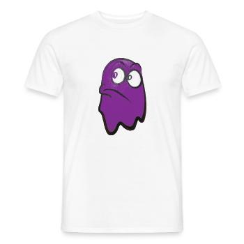 Funny fierce-looking ghost in purple - Men's T-Shirt - white - Front - AI Model Male 178 dark (178cm)