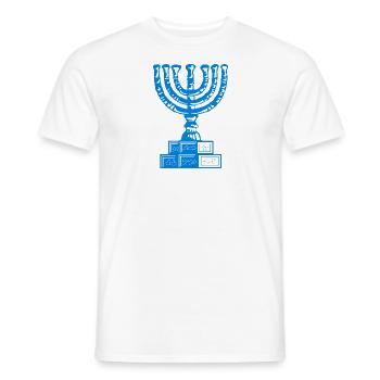 Menorah The Seven-Branched Candlestick, Israel Judaism - Men's T-Shirt - white - Front - AI Model Male 178 dark (178cm)