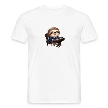 Faultier am Klavier - Männer T-Shirt - Weiß - Vorne - AI Model Male 178 dark (178cm)
