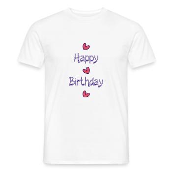 HAPPY BIRTHDAY. HAPPY BIRTHDAY. ANNIVERSARY. - Men's T-Shirt - white - Front - AI Model Male 178 dark (178cm)