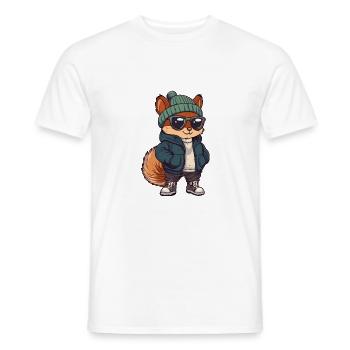 Bande dessinée d’hiver écureuil - T-shirt homme - blanc - Devant - AI Model Male 178 dark (178cm)