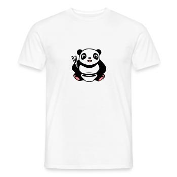 Baby Panda at eating rice with chopsticks - Men's T-Shirt - white - Front - AI Model Male 178 dark (178cm)