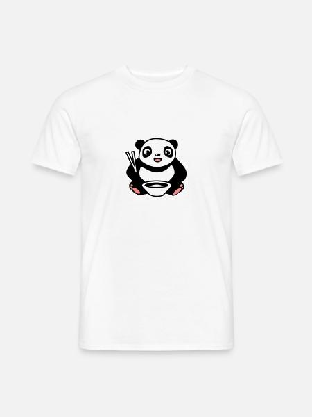 Baby Panda na jedzenia ryżu pałeczkami - T-shirt męski - biały