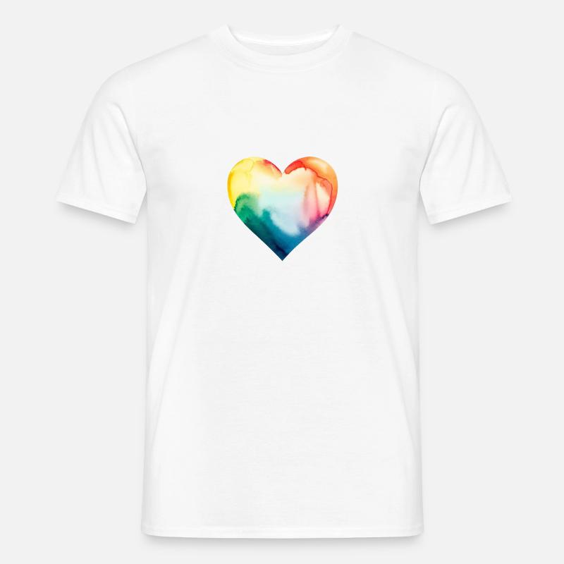 Lgbt Herz Regenbogen - Männer T-Shirt - Weiß