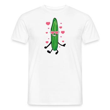 cucumber ,glasses,comic,love,love,in love - Men's T-Shirt - white - Front - AI Model Male 178 dark (178cm)