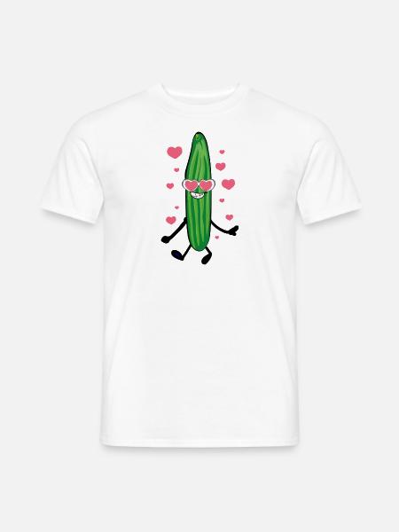 concombre, lunettes, bande dessinée, amour, amour, amoureux - T-shirt homme - blanc