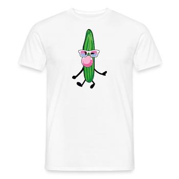concombre, chewing-gum, bande dessinée, lunettes de soleil - T-shirt homme - blanc - Devant - AI Model Male 178 dark (178cm)
