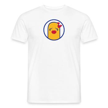 Cute Comic Character (Kiss, Circle) - Men's T-Shirt - white - Front - AI Model Male 178 dark (178cm)