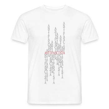Antifascista Typo Collage red/grey - Men's T-Shirt - white - Front - AI Model Male 178 dark (178cm)