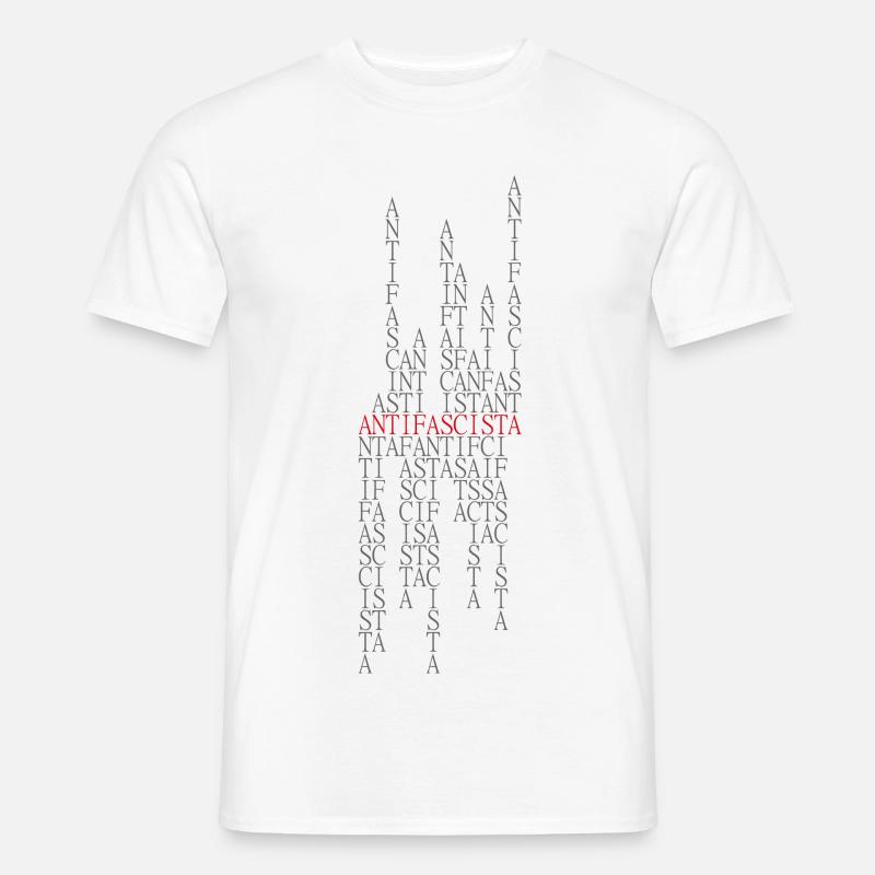 Antifascista Typo Collage rot/grau - Männer T-Shirt - Weiß