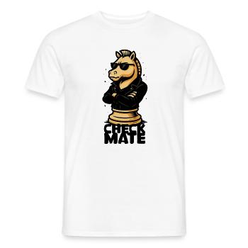 Cavalier d’échecs cool en veste en cuir - T-shirt homme - blanc - Devant - AI Model Male 178 dark (178cm)