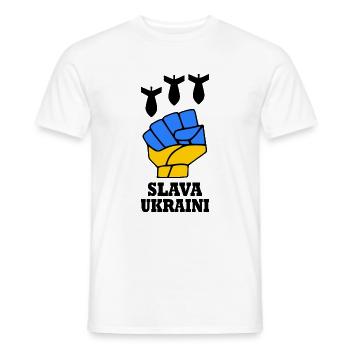 Slava ukraini - T-shirt homme - blanc - Devant - AI Model Male 178 dark (178cm)