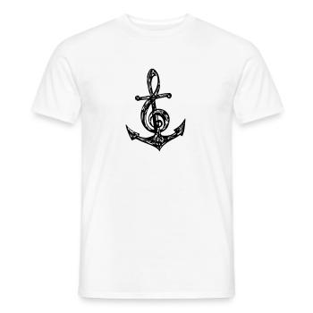 Anchor, music note, bass, clef, musician, sailing, - Men's T-Shirt - white - Front - AI Model Male 178 dark (178cm)