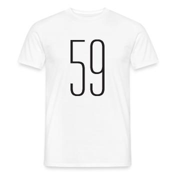 59 - Men's T-Shirt - white - Front - AI Model Male 178 dark (178cm)