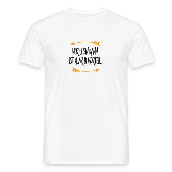 Wer lesen kann ist klar im Vorteil Sprüche - Männer T-Shirt - Weiß - Vorne - AI Model Male 178 dark (178cm)