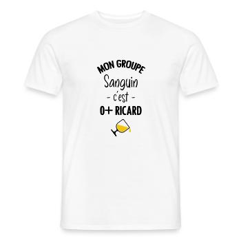Mon groupe sanguin c'est O+ Pastis - T-shirt homme - blanc - Devant - AI Model Male 178 dark (178cm)