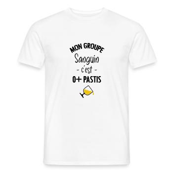 Mon groupe sanguin c'est O+ Pastis - T-shirt homme - blanc - Devant - AI Model Male 178 dark (178cm)