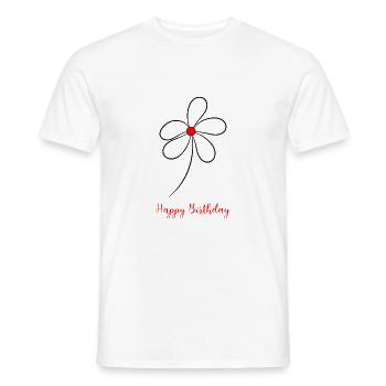 ANNIVERSAIRE. HAPPY BIRTHDAY. JOYEUX ANNIVERSAIRE. - T-shirt homme - blanc - Devant - AI Model Male 178 dark (178cm)