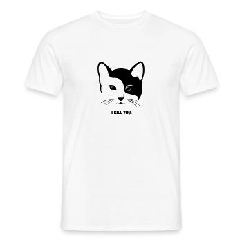 Cat, cats, cat, head, face, hangover - Men's T-Shirt - white - Front - AI Model Male 178 dark (178cm)