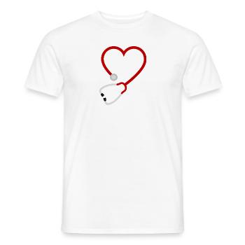 Stéthoscope cœur - T-shirt homme - blanc - Devant - AI Model Male 178 dark (178cm)