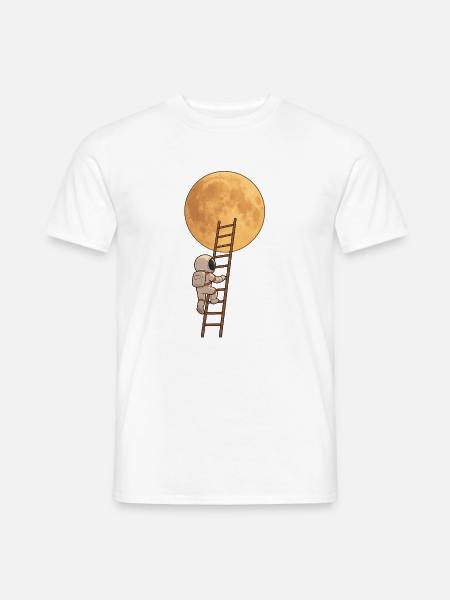 Astronautenleiter zum Mond - Männer T-Shirt - Weiß